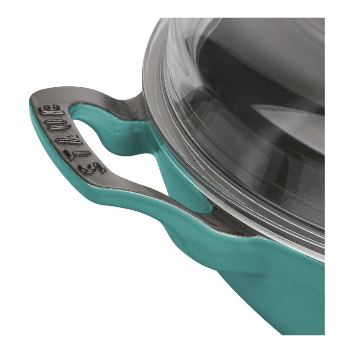 Cast Iron, 3.5 qt, Braiser With Glass Lid, Turquoise, large 2