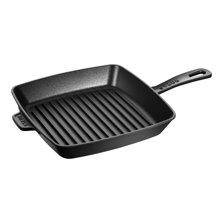 Cast Iron, 10-inch, Cast Iron, Square, Grill Pan, Black Matte, large 1