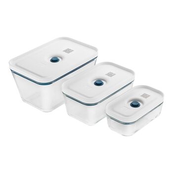 Vakumlu Saklama Kabı Seti, S/M/L / 3-parça, Borosilikat Cam, Akdeniz Mavisi,,large 1