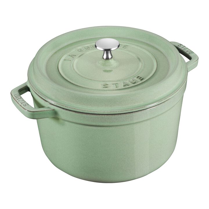 La Cocotte, 4.75 l cast iron round tall cocotte, sage, large 1