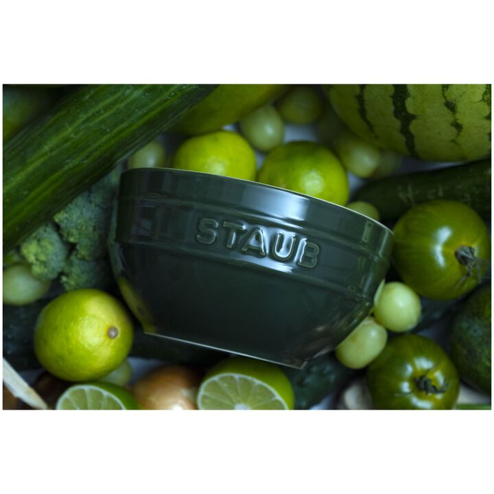 Ceramique, Schüssel 12 cm, rund, Basilikum-Grün, Keramik, large 3