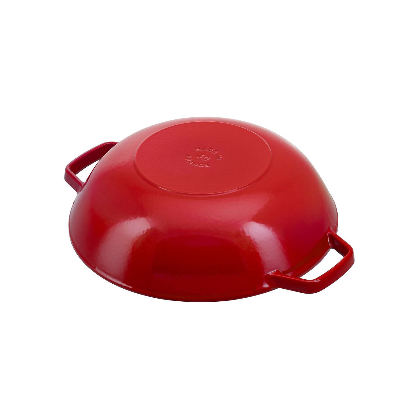 30 cm Cast iron Wok with glass lid cherry,,large 3