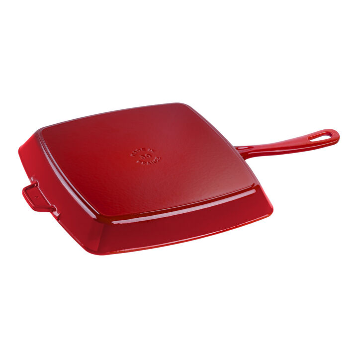 Cast Iron, 12-inch, Cast Iron, Square, Grill Pan, Cherry, large 2