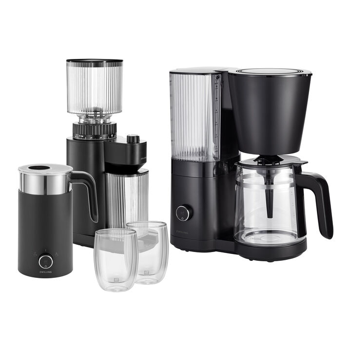 Set autour du café, 5-pcs. /200/400 ml/ 1.5 l, noir mat, Verre / Plastique, large 1