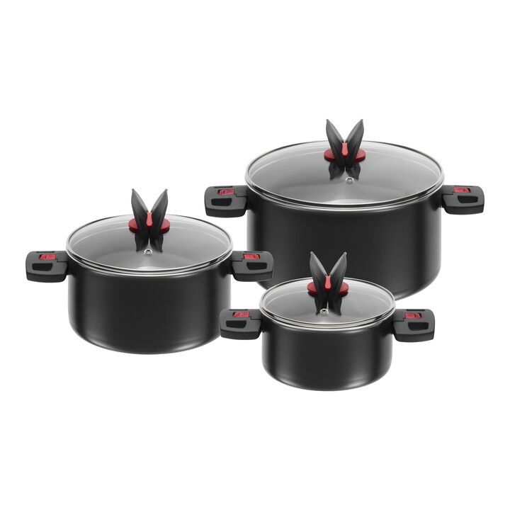 Click & Cook, 3-st, Gryt & kastrullset, Svart, large 1