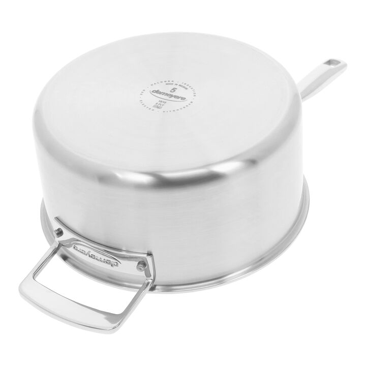 Essential 5, 3.8 l 18/10 Stainless Steel round sauce pan with lid 4QT, silver, large 2