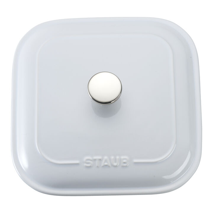 Stoneware, 9-inch, Square, Covered Baking Dish, White, large 4