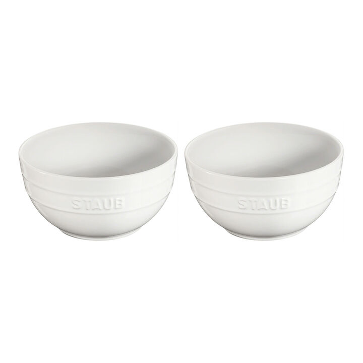 Stoneware, 6.5-inch / 2-pc, Large Universal Bowl Set, white, large 1