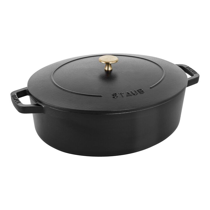 Cast Iron, 6.25 qt, Wide Oval Dutch Oven, black matte, large 1