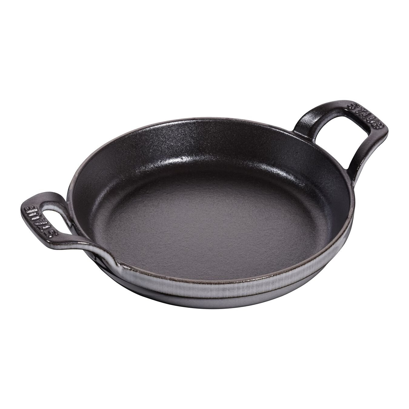 16 cm round Cast iron Oven dish graphite-grey,,large 1