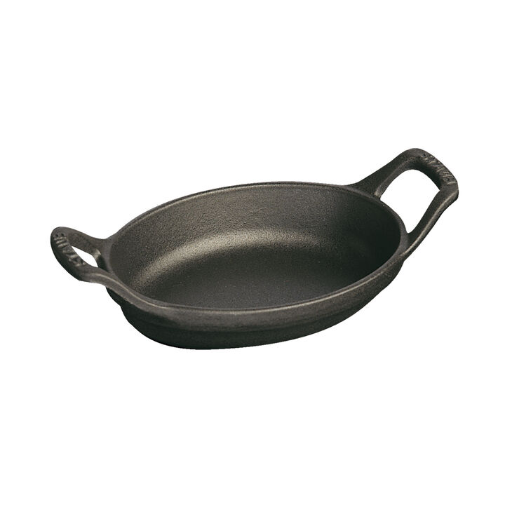 Cast Iron, 6-inch, Oval, Mini Gratin Baking Dish, Black Matte, large 1