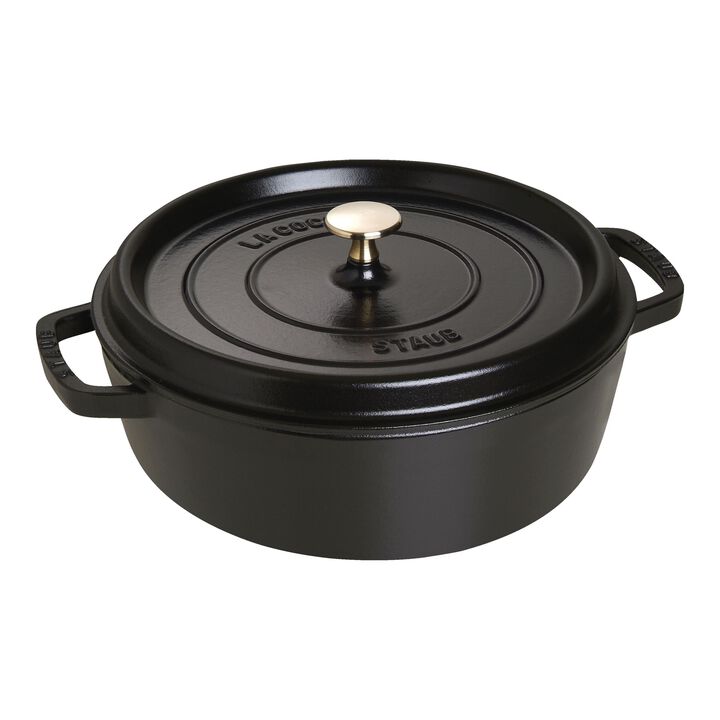 Cast Iron, 6 qt, Round, Dutch Oven Shallow, Black Matte, large 1