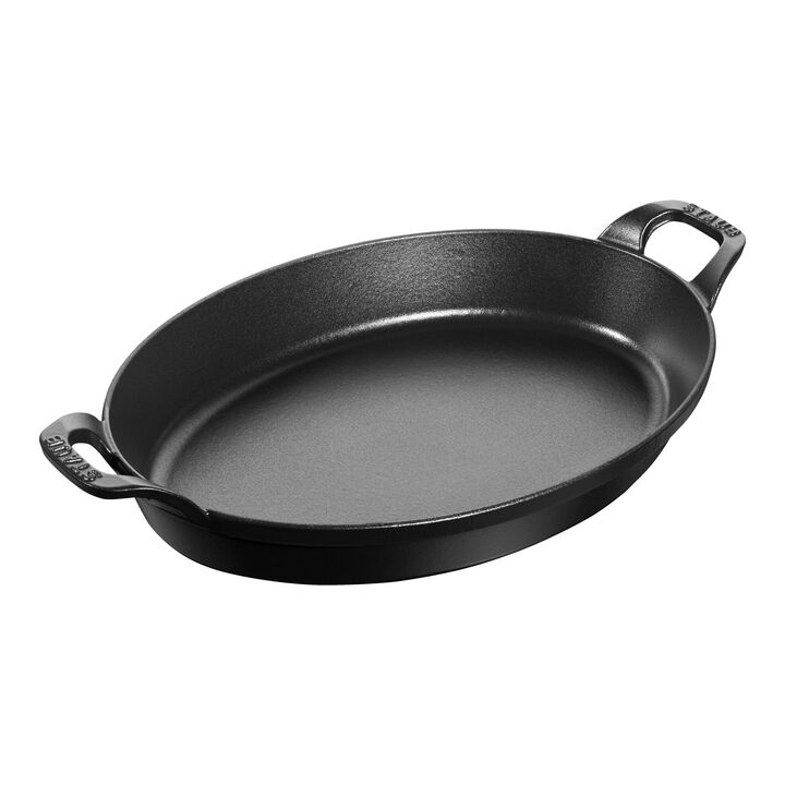 Cast Iron, 12.5-inch, Oval, Oven Dish, Black Matte - Factory Second, large 1