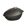 2 qt, cast iron, Mussel pot, black matte,,large