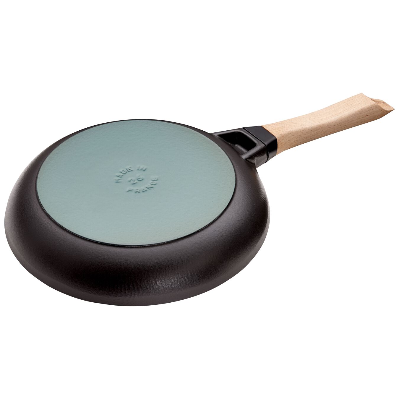 26 cm / 10 inch cast iron Frying pan with wooden handle, black,,large 2