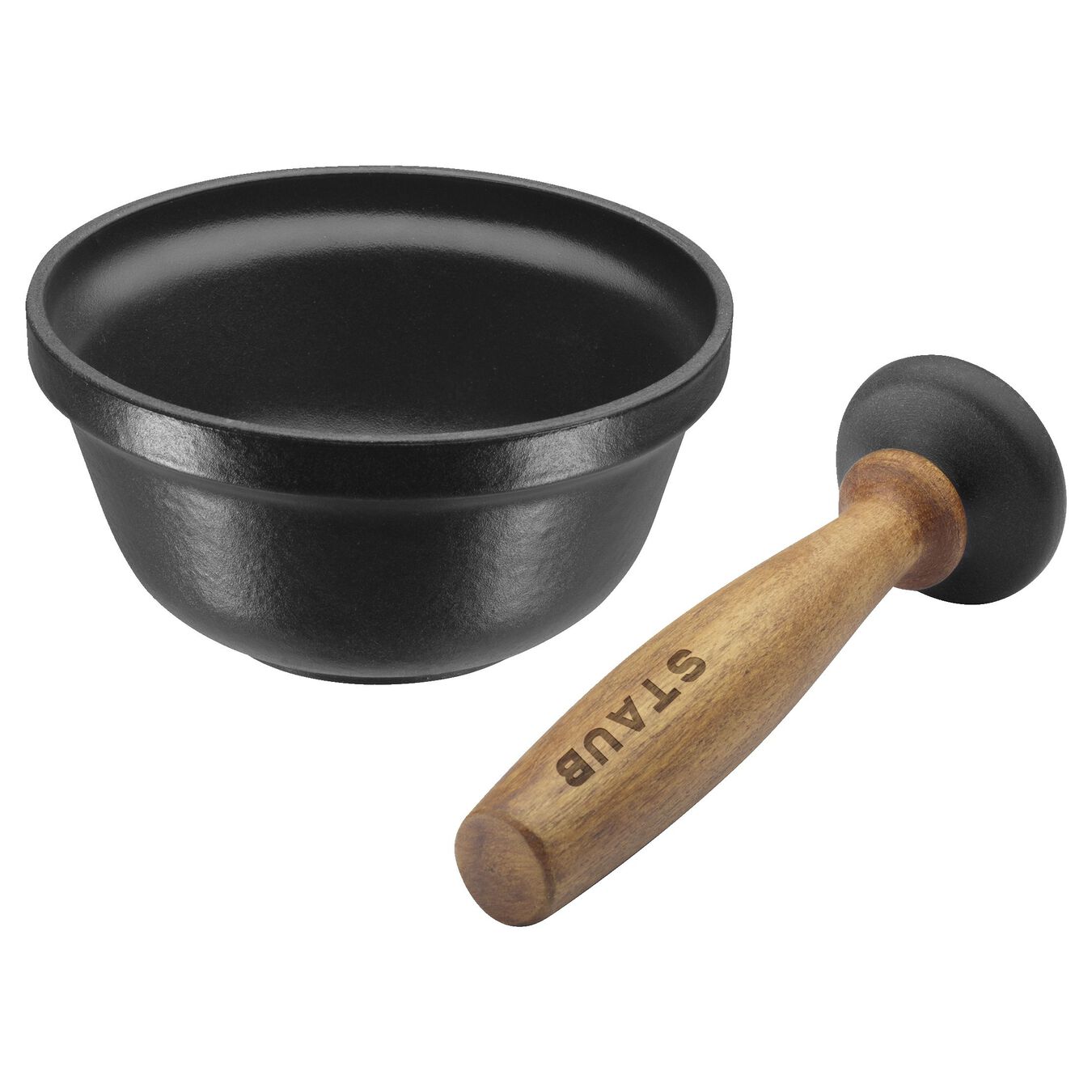 12 cm cast iron Mortar and pestle with pestle, black,,large 1