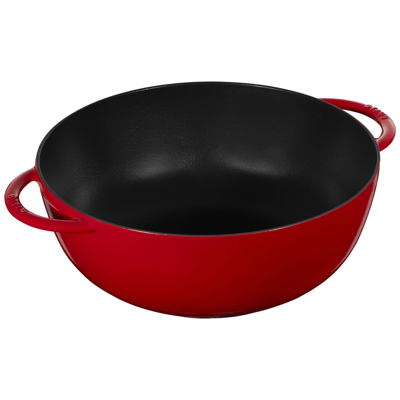 32 cm / 12.5 inch cast iron Wok, cherry - Visual Imperfections,,large 2
