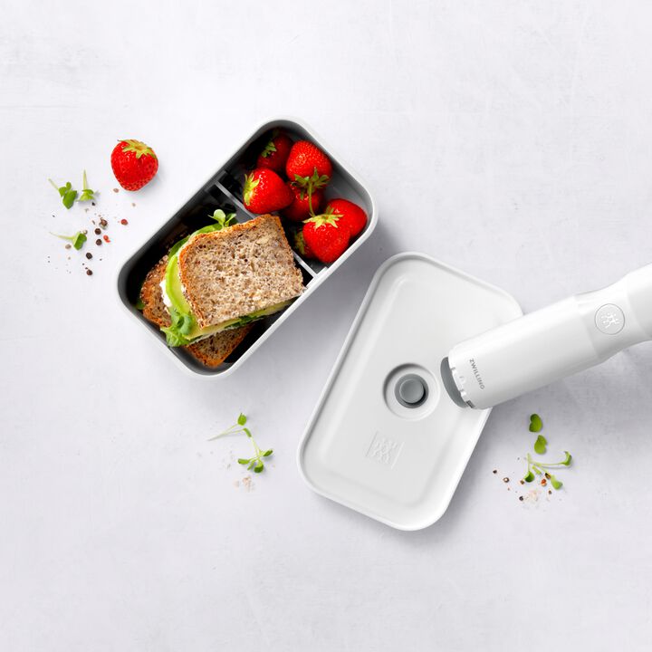 Fresh & Save, Boîte à tartines sous-vide M, Matière synthétique, Blanc-Gris, large 2