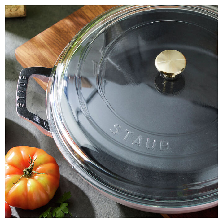 Cast Iron, 3.5 qt, Braiser With Glass Lid, Peony Pink, large 4