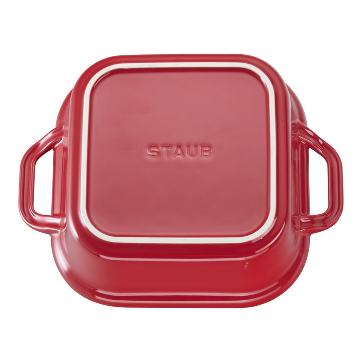Stoneware, 9-inch, Square, Covered Baking Dish, Cherry, large 3