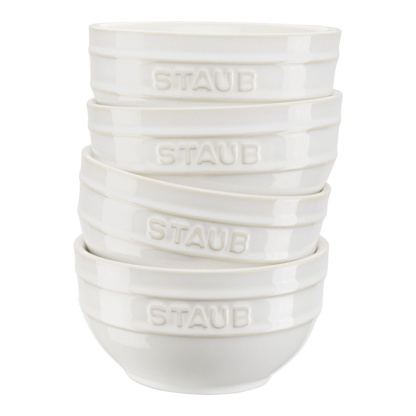 4-pcs Ceramic Bowl set ivory-white,,large 1