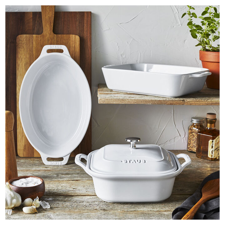 Ceramique, Mixed Baking Dish Set White 4 Piece, large 2