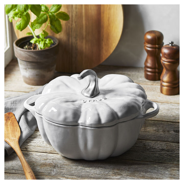 Cast Iron, 3.5 qt, Pumpkin, Dutch Oven With Stainless Steel Knob, Pure-white - Factory Second, large 2
