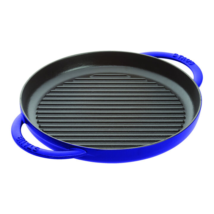 Cast Iron, 10-inch, Round Double Handle Pure Grill, dark blue, large 2