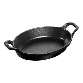 8.25 inch, oval, Gratin Baking Dish, black matte,,large 1