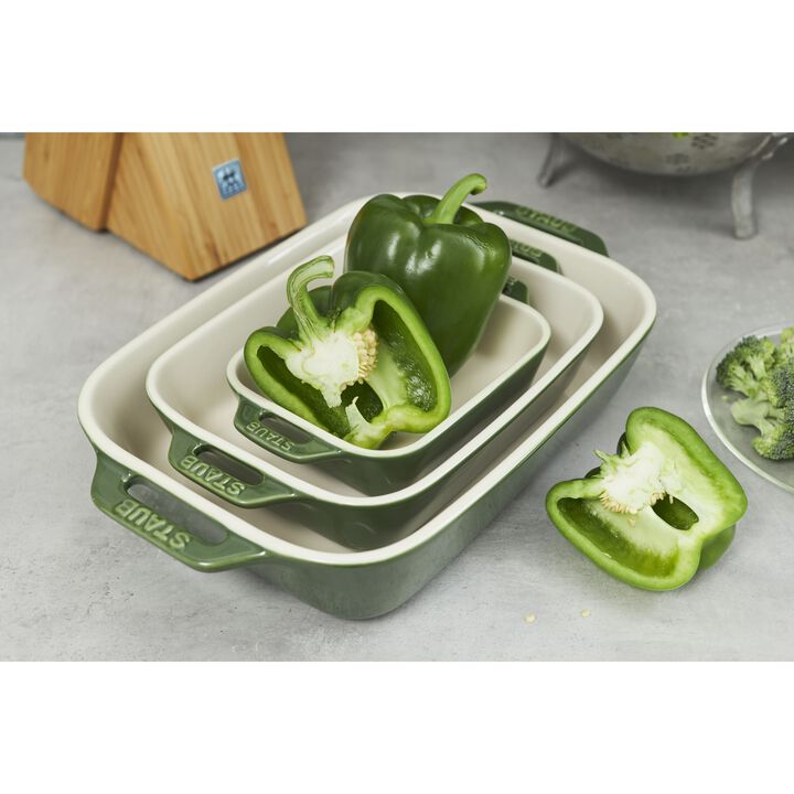 Ceramique, 14 x 11 cm rectangular ceramic Oven dish basil-green, large 3
