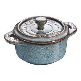 Staub Ceramique, 10 cm round Ceramic Mini Cocotte ancient-turquoise