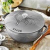 Cast Iron - Specialty Shaped Cocottes, 3.75 qt, Essential French Oven Rooster Lid, graphite grey, small 3