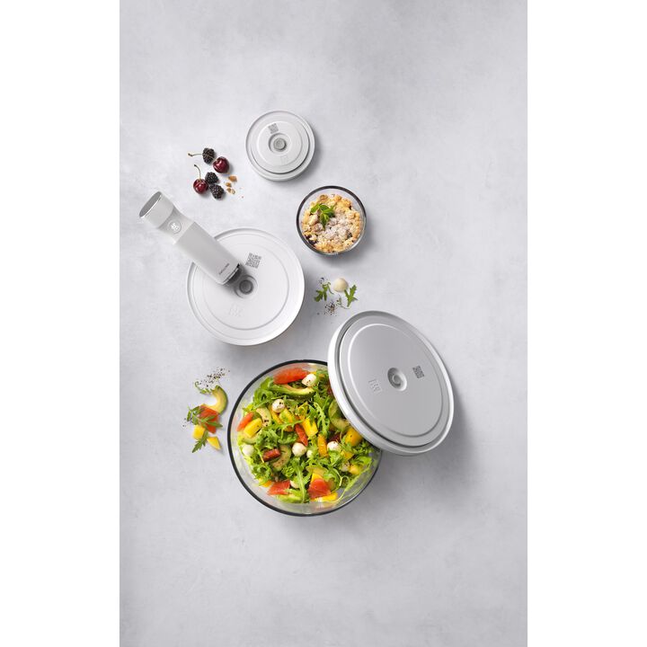 Fresh & Save BOWLS, Vacuum bowl set S/M/L / 13 Piece, glass, transparent-white, large 2