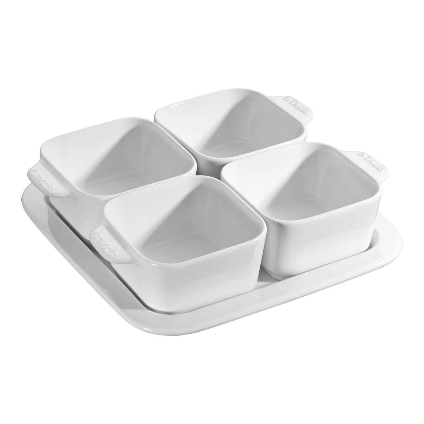 5-pcs square Ceramic Appetiser set pure-white,,large 1