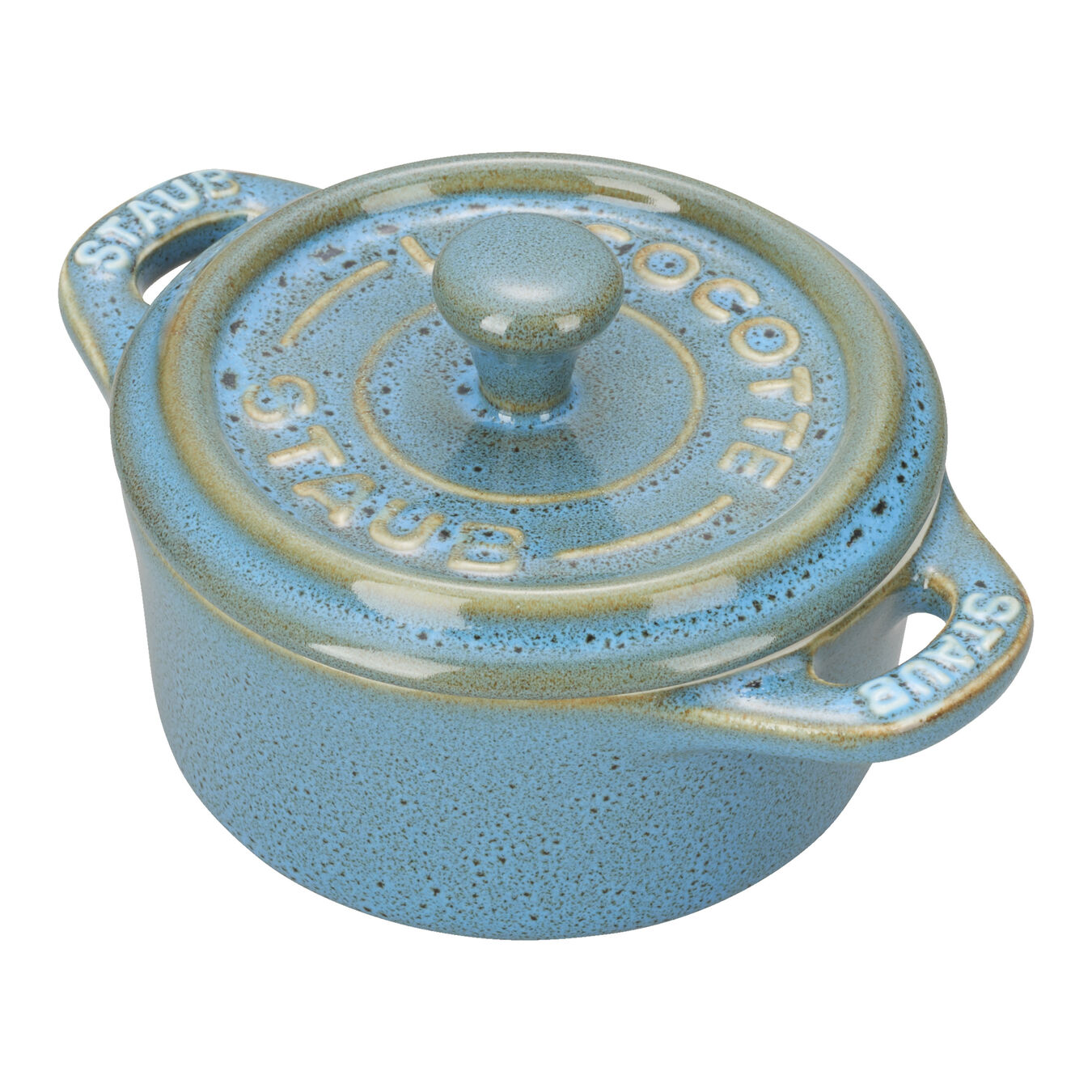 Staub Ceramics 3pc Mini Round Cocotte Set Rustic Turquoise