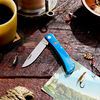 Outdoor, 3-inch, Landman Sodbuster Folding Pocket Knife, Blue Smooth Bone, small 2