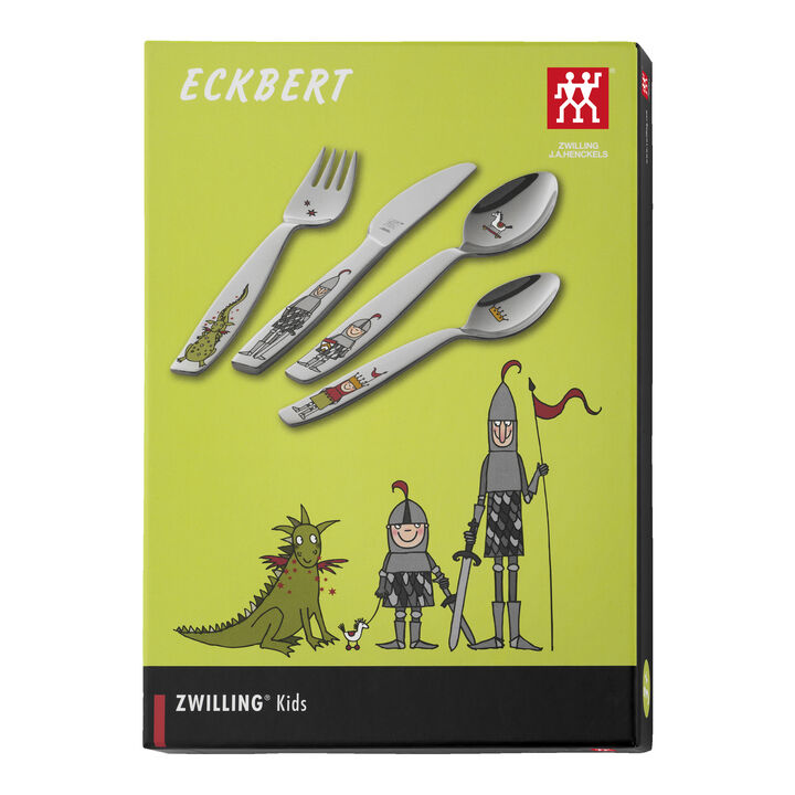 Eckbert, 4 Piece, Children's flatware set, silver, large 2