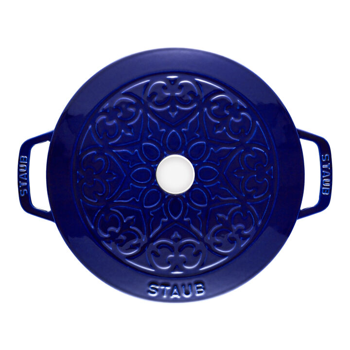 Cast Iron, 3.75 qt, Essential French Oven Lilly Lid, dark blue, large 3