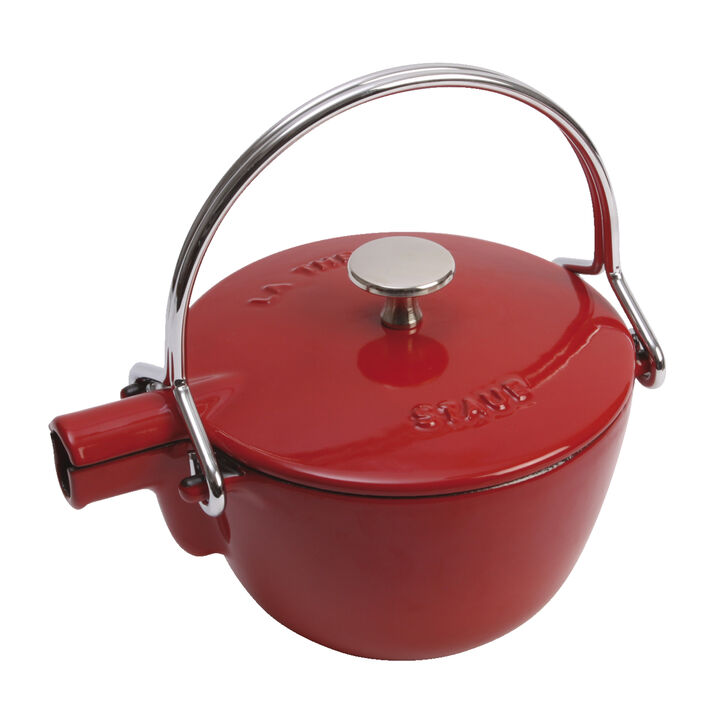 Cast Iron, 1.2 qt, Round, Tea Kettle, Cherry, large 3