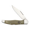 Outdoor, 4-inch, Folding Hunter Pocket Knife With Leather Sheath, Green Micarta, small 1
