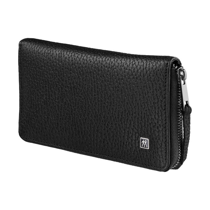 PREMIUM, 5-pcs Leather Zip fastener case black, large 3