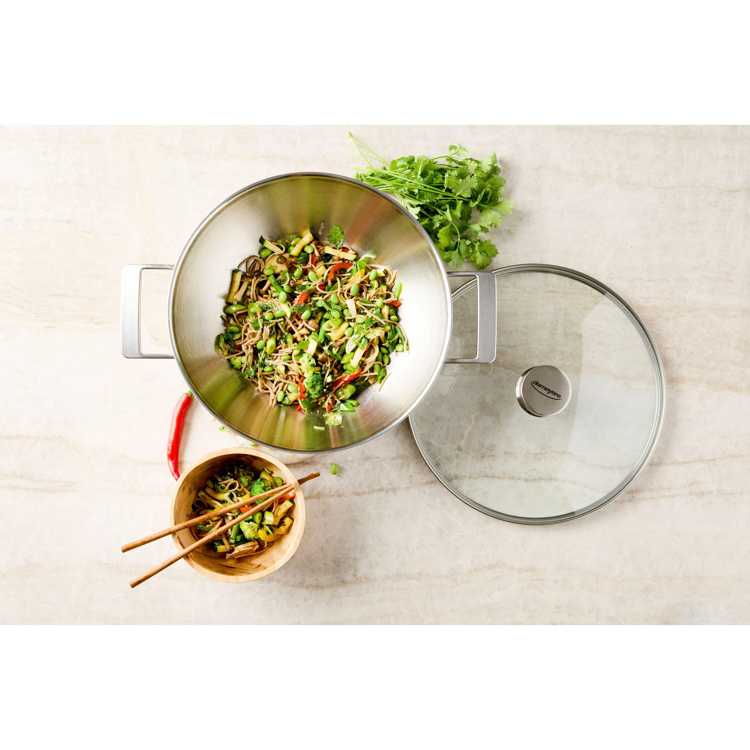 Demeyere Industry 5 Wok met gratis glasdeksel 30 cm - Industry 5 - Demeyere