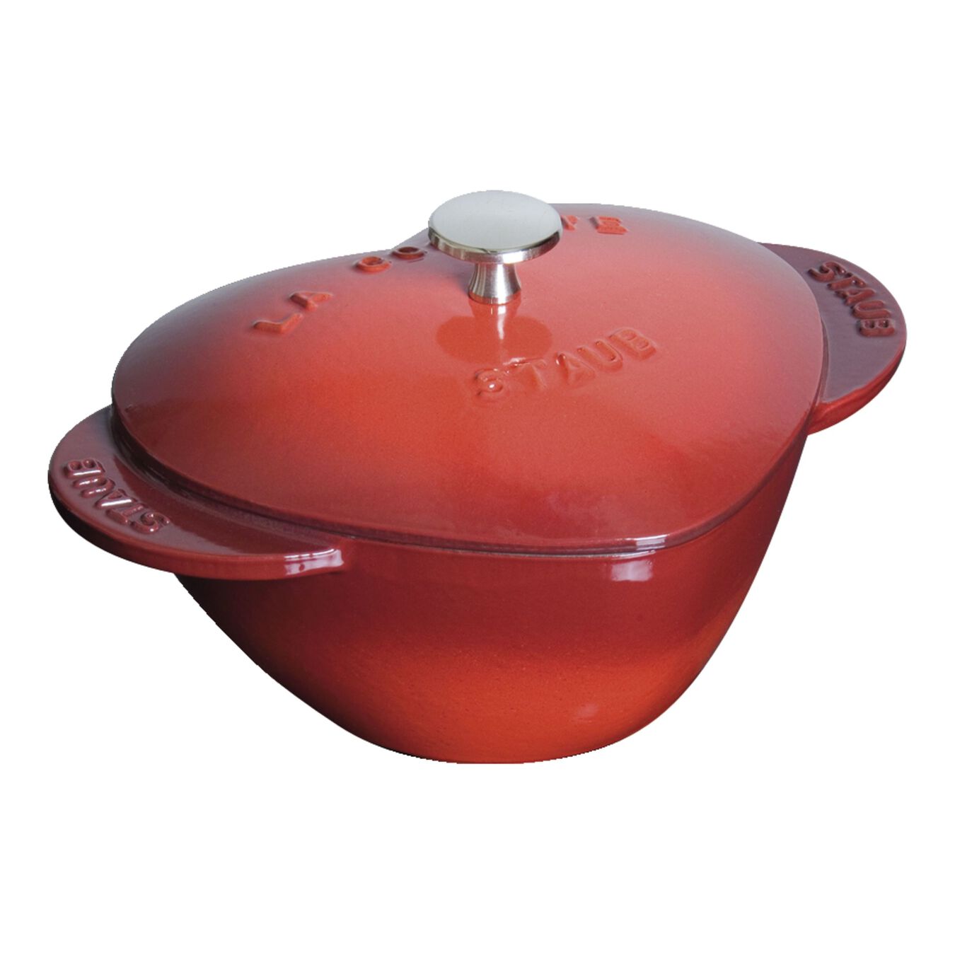 Cocotte 20 cm, Herz, Kirsch-Rot, Gusseisen,,large 1