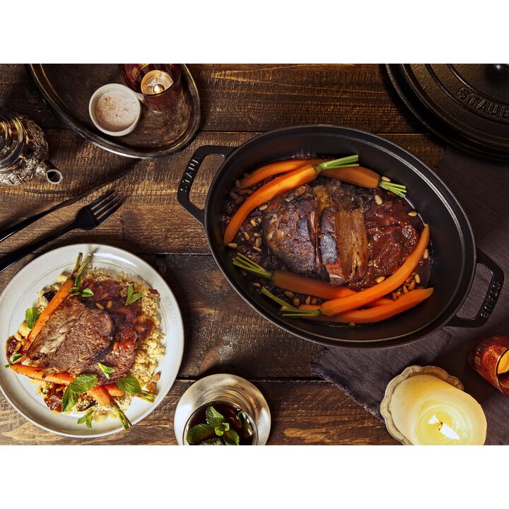 Cast Iron, 7 qt, Oval, Dutch Oven, Black Matte - Factory Second, large 2