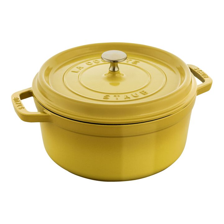 Cast Iron, 4 qt, Round, Dutch Oven, Citron, large 1