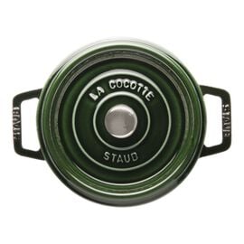 Staub 鋳物ホーロー鍋, ピコ・ココット 18 cm, ラウンド, バジルグリーン, 鋳鉄