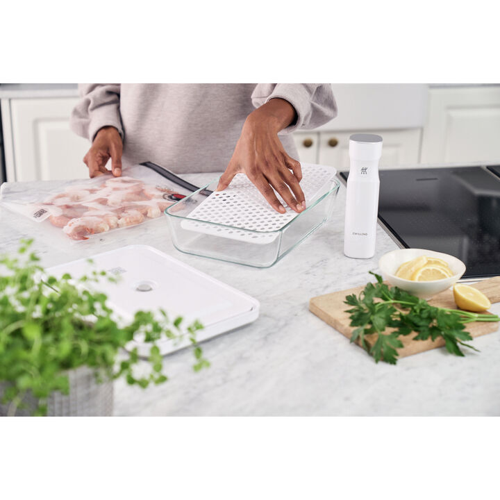 Fresh & Save, Vakuum Zubehörset Abtropfgitter für Glasboxen, Kühlschrankbox/Auflaufform / 2-tlg, large 4