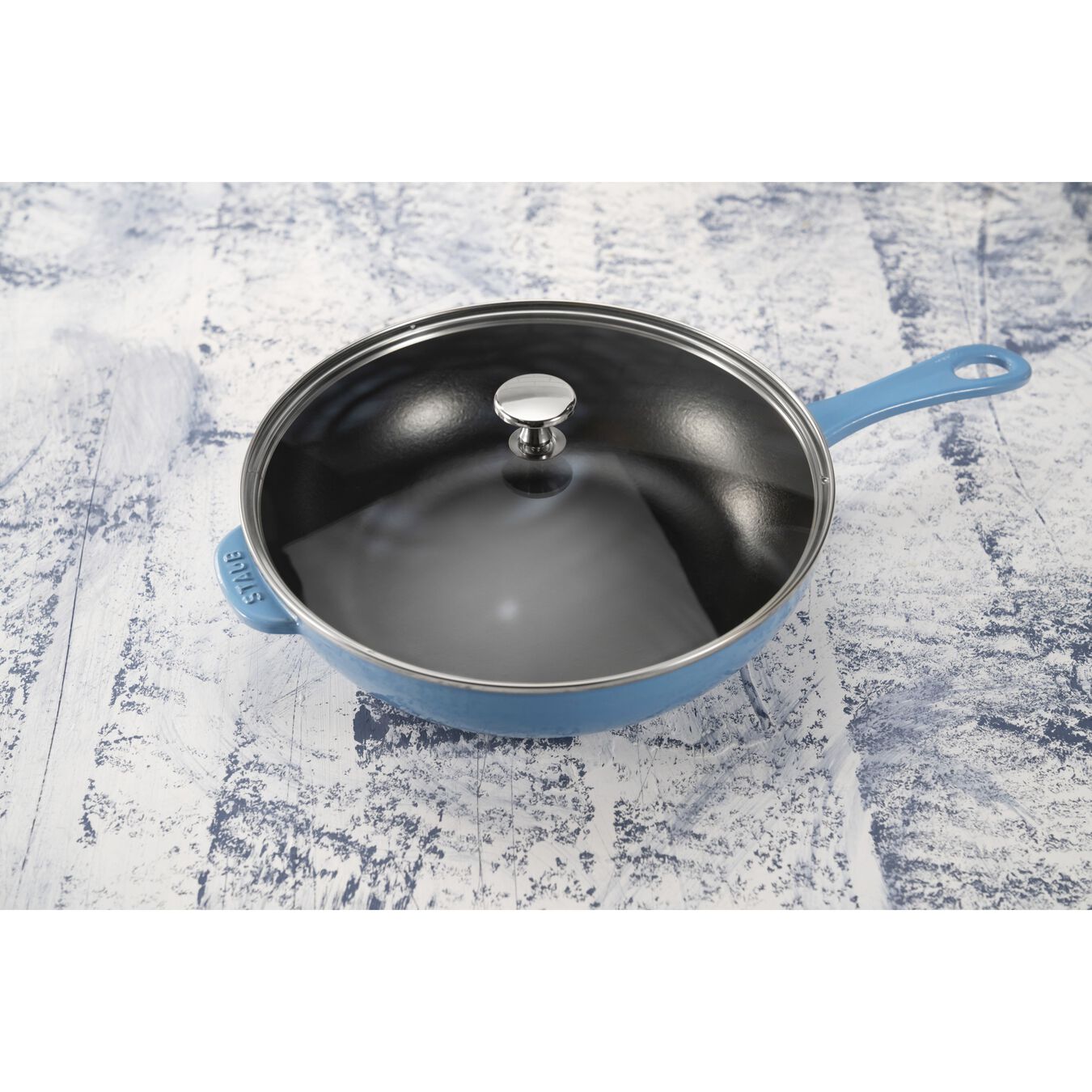 26 cm / 10 inch cast iron DAILY PAN WITH GLASS LID, ice-blue - Visual Imperfections,,large 4
