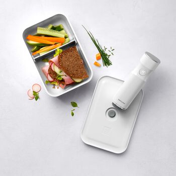 Vakumlu Yemek Taşıma Kabı, L, Plastik, Beyaz-Gri,,large 2