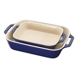 Staub Ceramique, Ovenware set, 2 Piece | rectangular | dark-blue